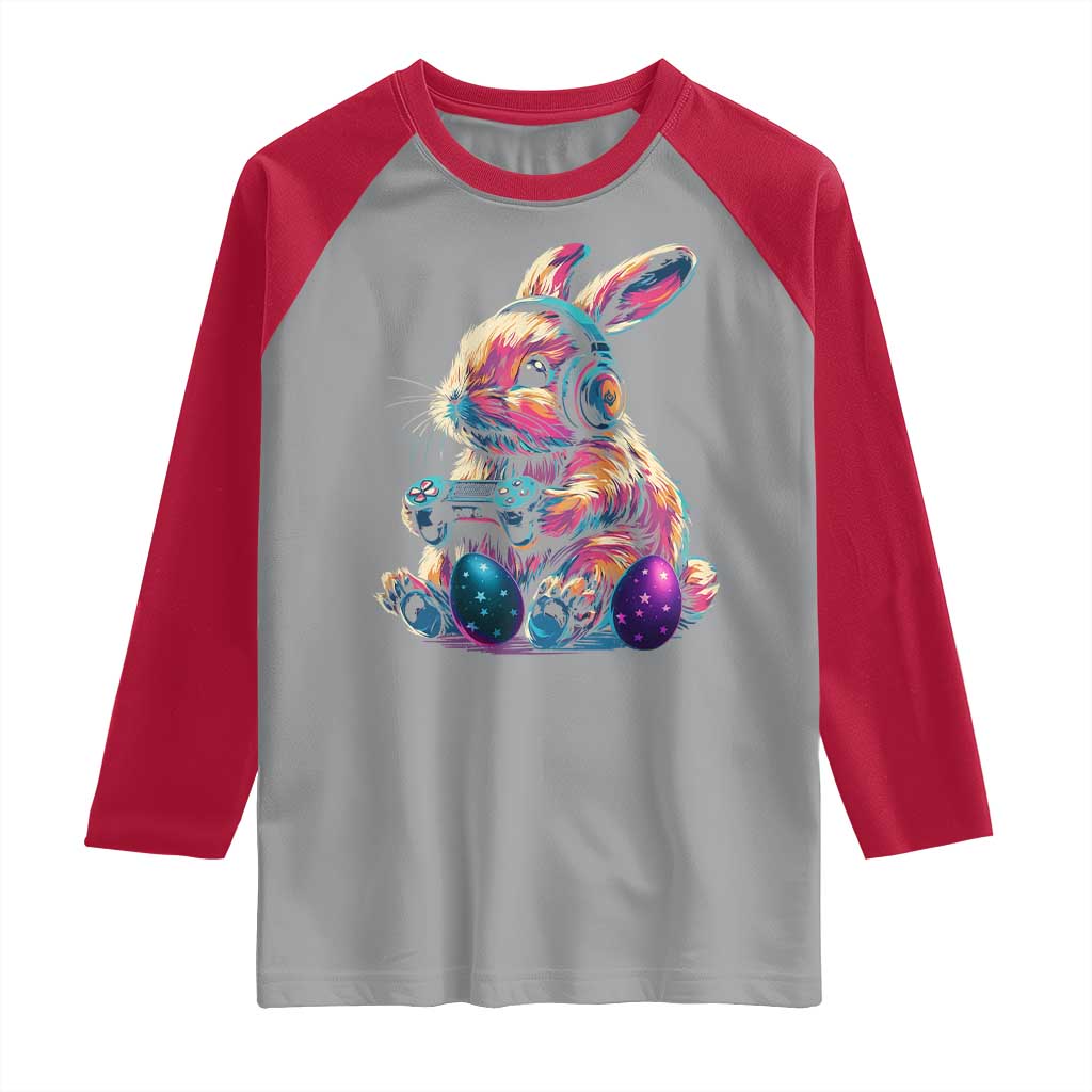 Gamer Rabbit Raglan Shirt Cute Bunny Gaming Eggs Funny Video Games Easter TS10 Sport Gray Red Print Your Wear