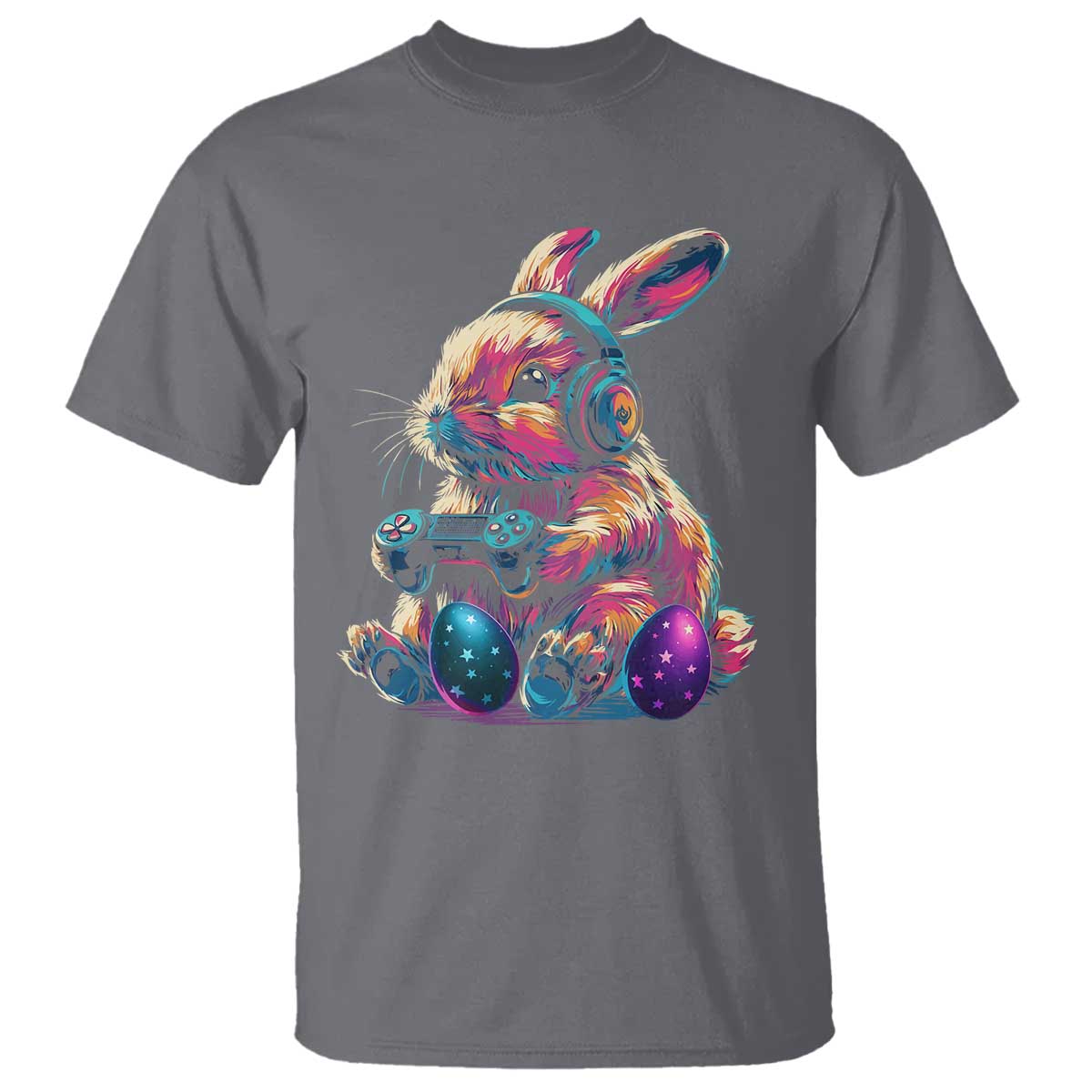 Gamer Rabbit T Shirt Cute Bunny Gaming Eggs Funny Video Games Easter TS10 Charcoal Print Your Wear