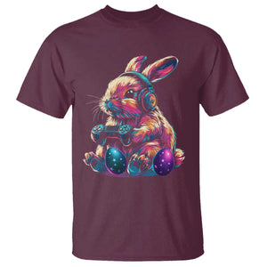 Gamer Rabbit T Shirt Cute Bunny Gaming Eggs Funny Video Games Easter TS10 Maroon Print Your Wear