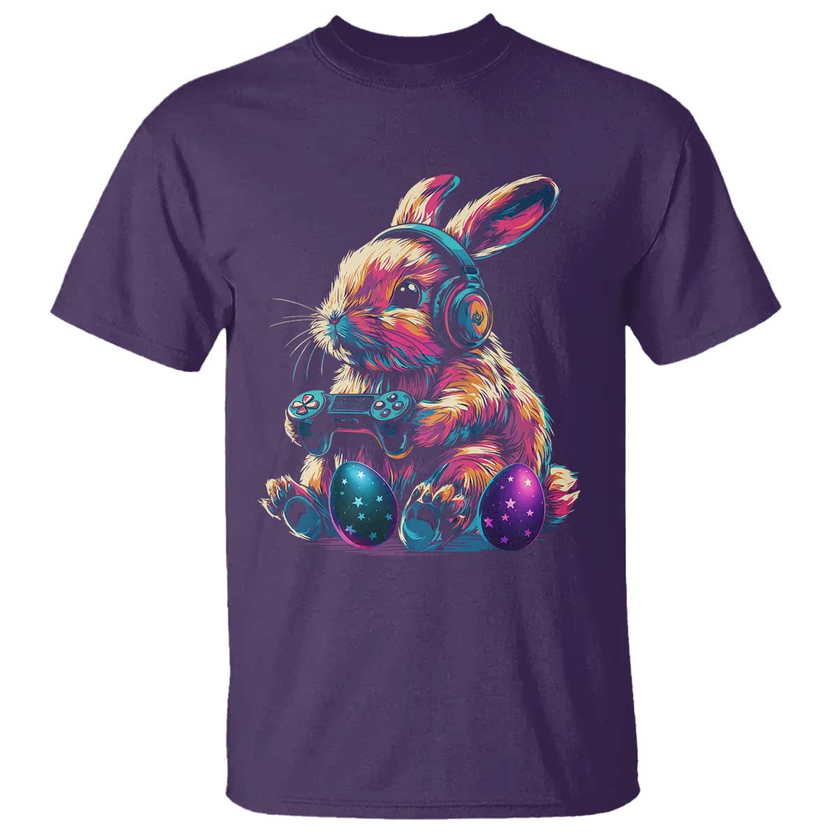 Gamer Rabbit T Shirt Cute Bunny Gaming Eggs Funny Video Games Easter TS10 Purple Print Your Wear