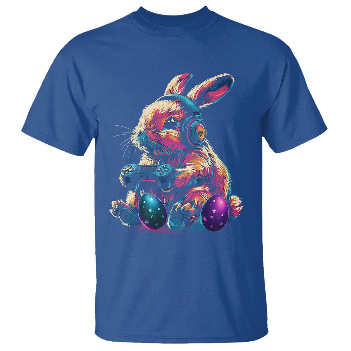 Gamer Rabbit T Shirt Cute Bunny Gaming Eggs Funny Video Games Easter TS10 Royal Blue Print Your Wear