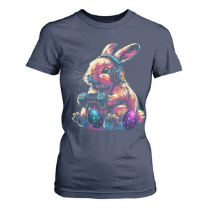 Gamer Rabbit T Shirt For Women Cute Bunny Gaming Eggs Funny Video Games Easter TS10 Navy Print Your Wear