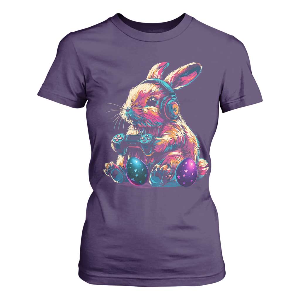 Gamer Rabbit T Shirt For Women Cute Bunny Gaming Eggs Funny Video Games Easter TS10 Purple Print Your Wear