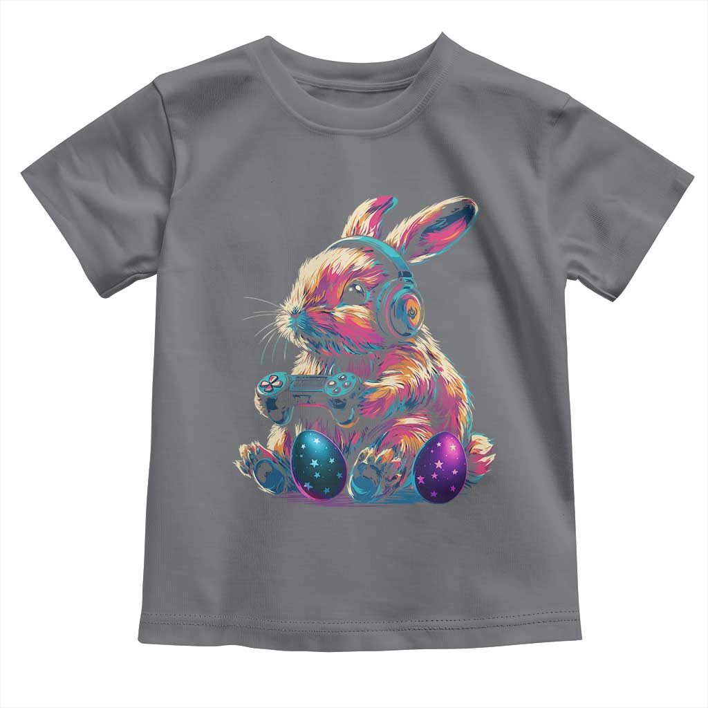Gamer Rabbit Toddler T Shirt Cute Bunny Gaming Eggs Funny Video Games Easter TS10 Charcoal Print Your Wear