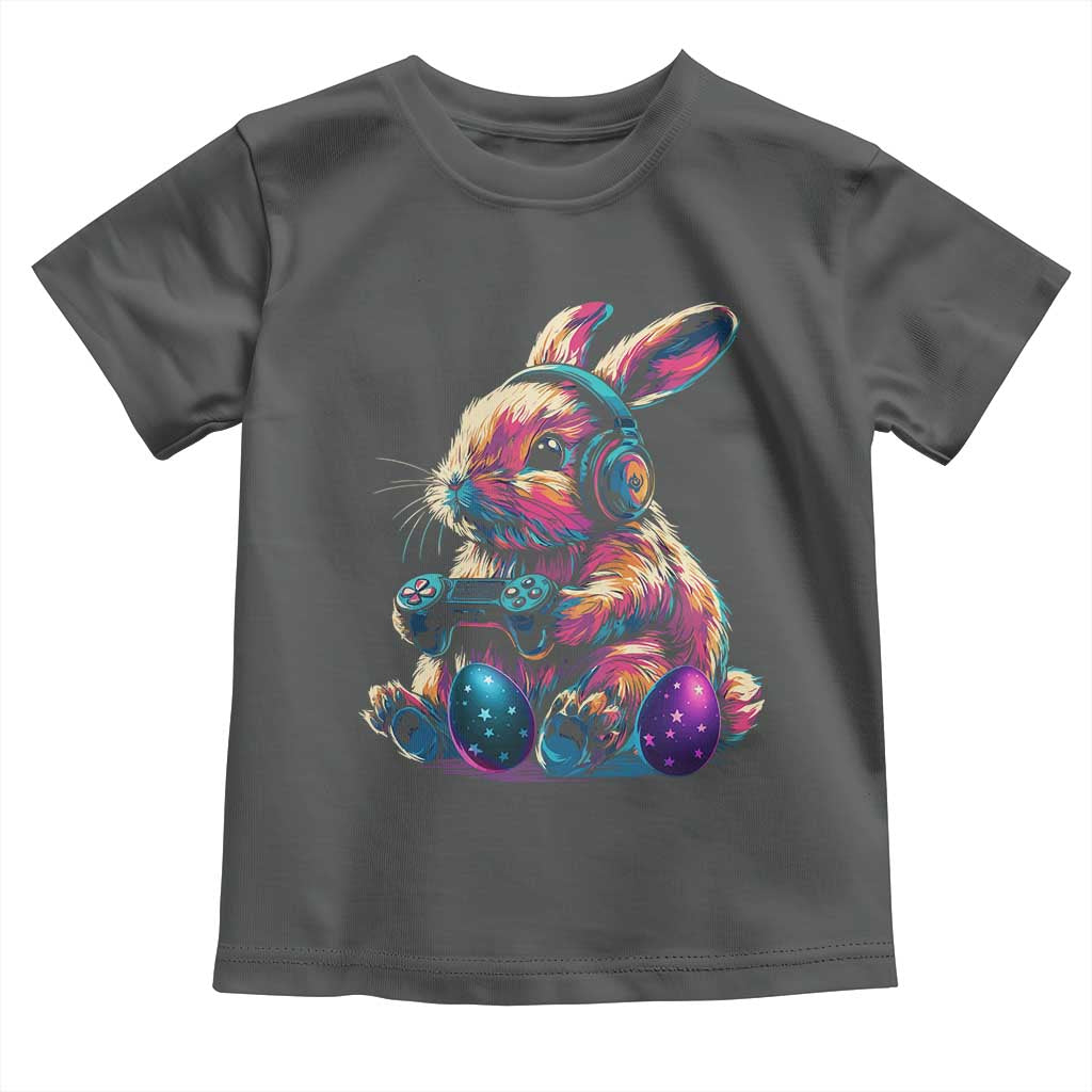 Gamer Rabbit Toddler T Shirt Cute Bunny Gaming Eggs Funny Video Games Easter TS10 Dark Heather Print Your Wear