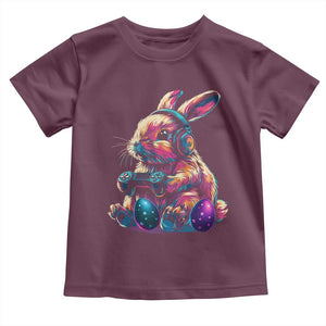 Gamer Rabbit Toddler T Shirt Cute Bunny Gaming Eggs Funny Video Games Easter TS10 Maroon Print Your Wear