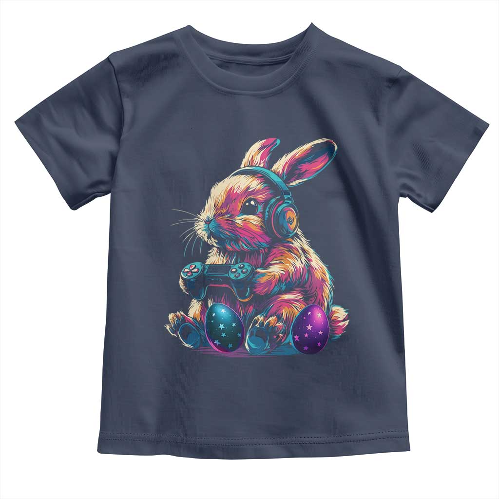 Gamer Rabbit Toddler T Shirt Cute Bunny Gaming Eggs Funny Video Games Easter TS10 Navy Print Your Wear