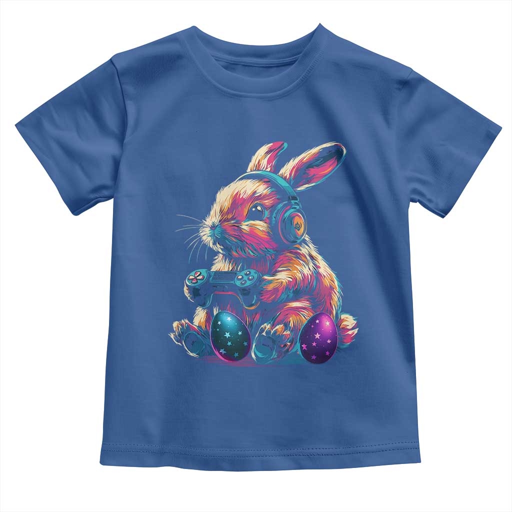 Gamer Rabbit Toddler T Shirt Cute Bunny Gaming Eggs Funny Video Games Easter TS10 Royal Blue Print Your Wear