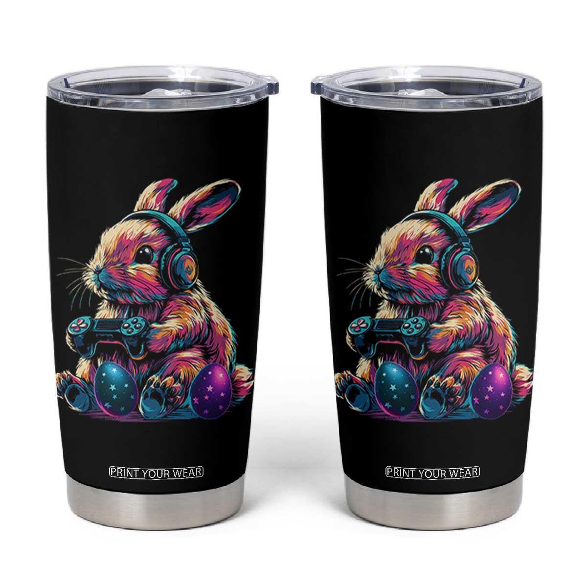 Gamer Rabbit Tumbler Cup Cute Bunny Gaming Eggs Funny Video Games Easter TS10 Black Print Your Wear