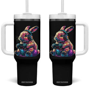 Gamer Rabbit Tumbler With Handle Cute Bunny Gaming Eggs Funny Video Games Easter TS10 One Size: 40 oz Black Print Your Wear
