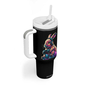 Gamer Rabbit Tumbler With Handle Cute Bunny Gaming Eggs Funny Video Games Easter TS10 Print Your Wear