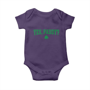 Yes Paddy Funny St Patricks Day Baby Onesie Shamrock Irish Girls TS10 Purple Print Your Wear