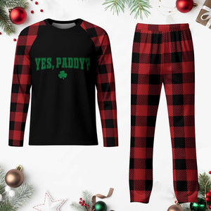 Yes Paddy Funny St Patricks Day Plaid Pajama Set Shamrock Irish Girls TS10 Buffalo Plaid Print Your Wear