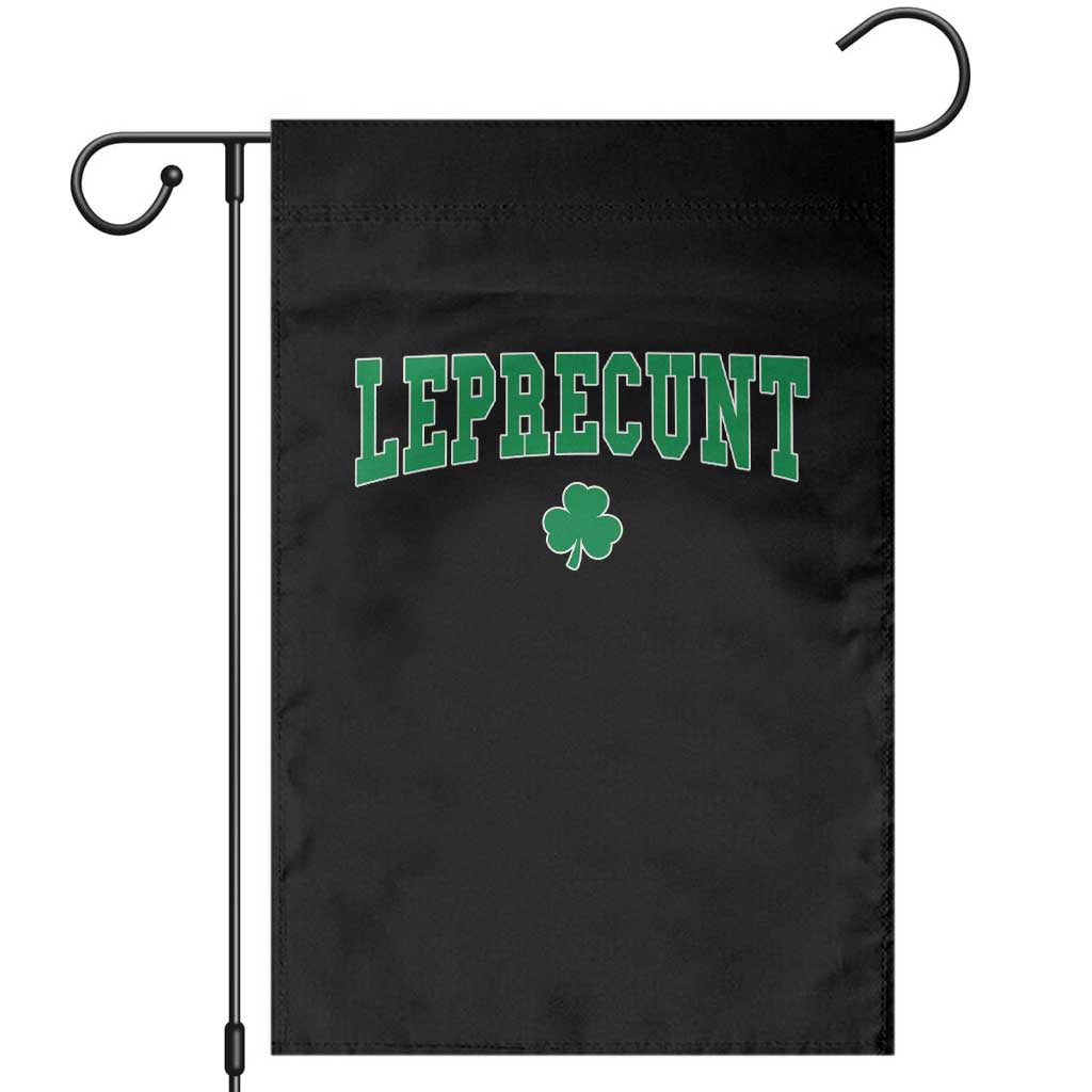 Leprecunt Shamrock Garden Flag St Patricks Day Funny Irish Adult Humor TS10 Black Print Your Wear