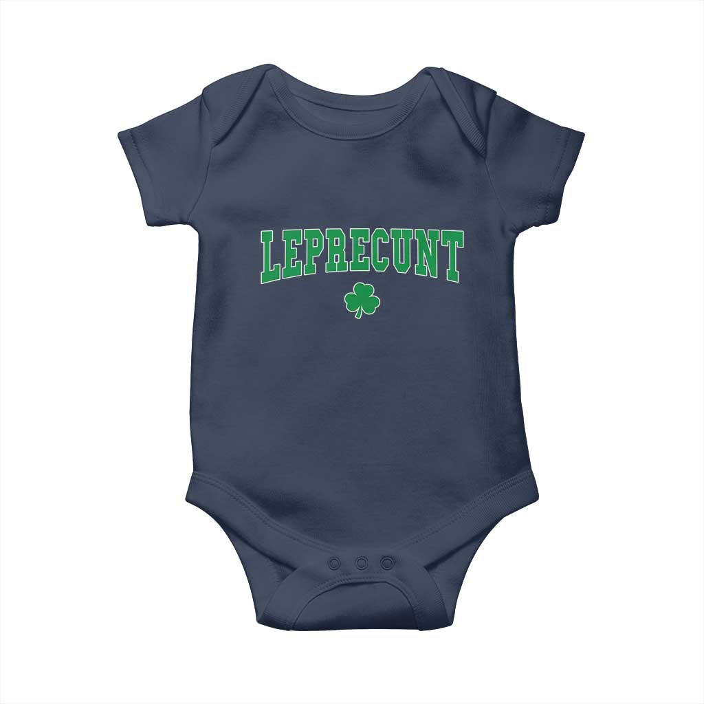 Leprecunt Shamrock Baby Onesie St Patricks Day Funny Irish Adult Humor TS10 Navy Print Your Wear