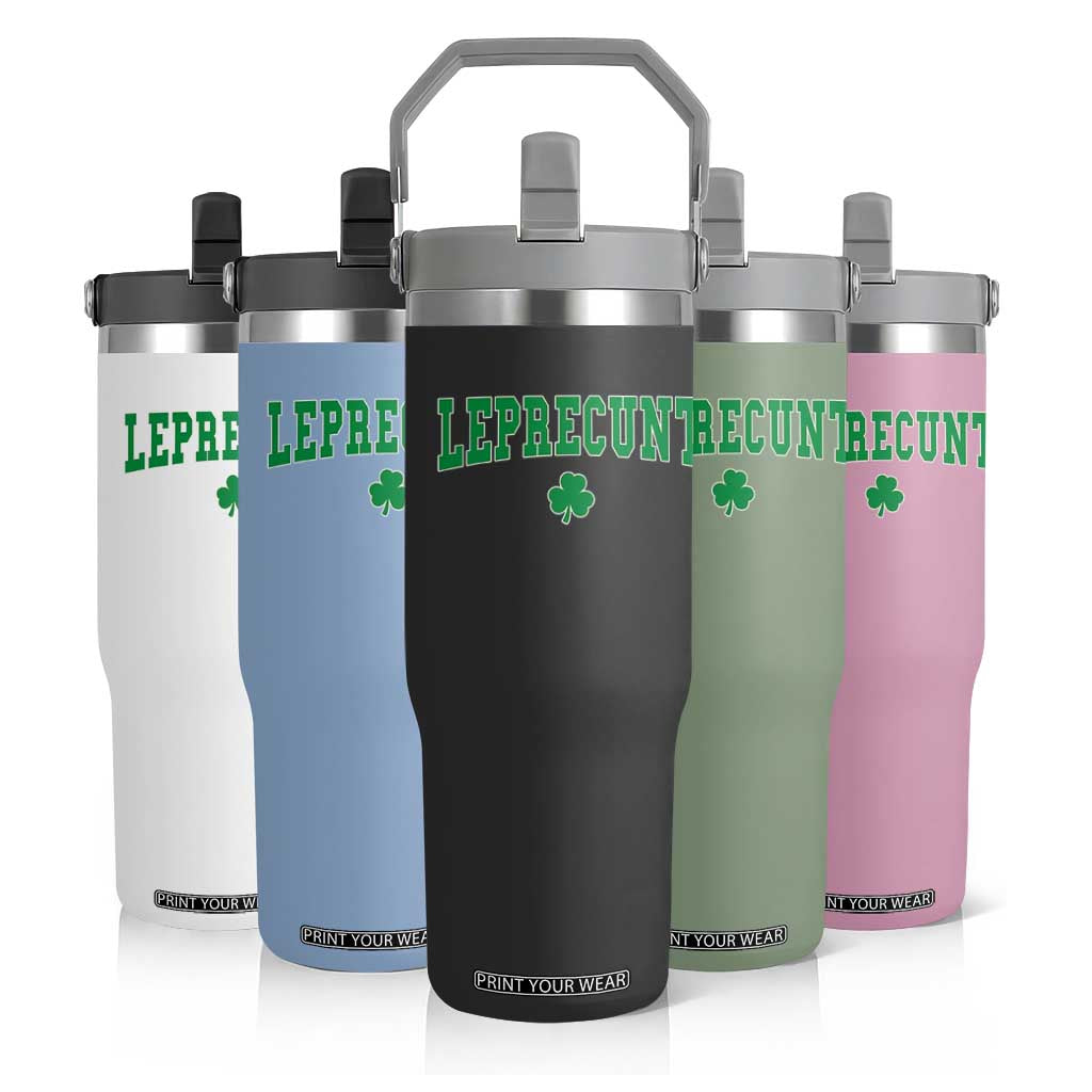 Leprecunt Shamrock Flip Straw Tumbler St Patricks Day Funny Irish Adult Humor TS10 Print Your Wear