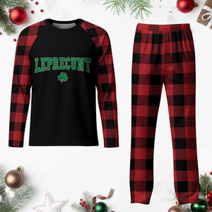 Leprecunt Shamrock Plaid Pajama Set St Patricks Day Funny Irish Adult Humor TS10 Buffalo Plaid Print Your Wear