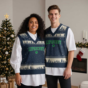 Leprecunt Shamrock V-Neck Knit Sweater Vest St Patricks Day Funny Irish Adult Humor TS10 Navy Beige Print Your Wear