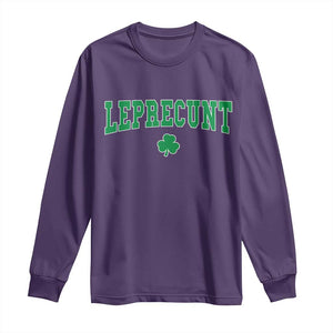 Leprecunt Shamrock Long Sleeve Shirt St Patricks Day Funny Irish Adult Humor TS10 Purple Print Your Wear