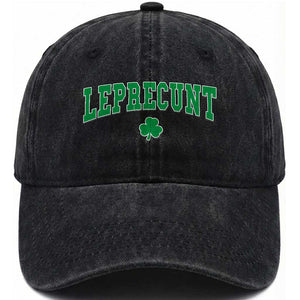 Leprecunt Shamrock Washed Cotton Baseball Cap St Patricks Day Funny Irish Adult Humor TS10 Washed Cap Universal Fit Black Print Your Wear
