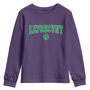 Leprecunt Shamrock Youth Sweatshirt St Patricks Day Funny Irish Adult Humor TS10 Purple Print Your Wear