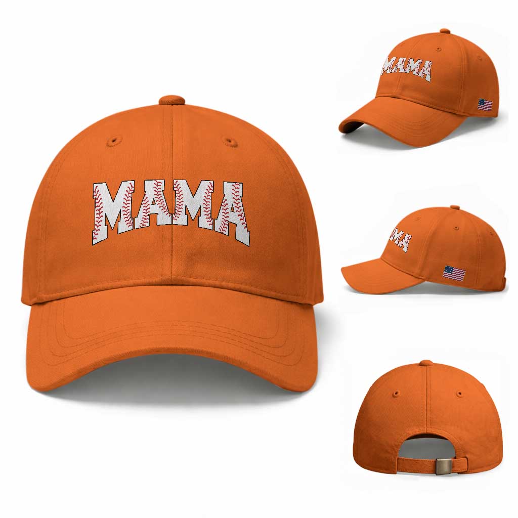 Baseball Mama Baseball Cap Retro Varsity Baseball Season Mom Raising Ballers TS10 Baseball Cap Universal Fit Orange Print Your Wear