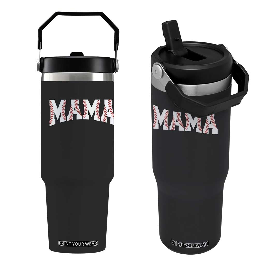 Baseball Mama Flip Straw Tumbler Retro Varsity Baseball Season Mom Raising Ballers TS10 One Size: 30 oz Black Print Your Wear