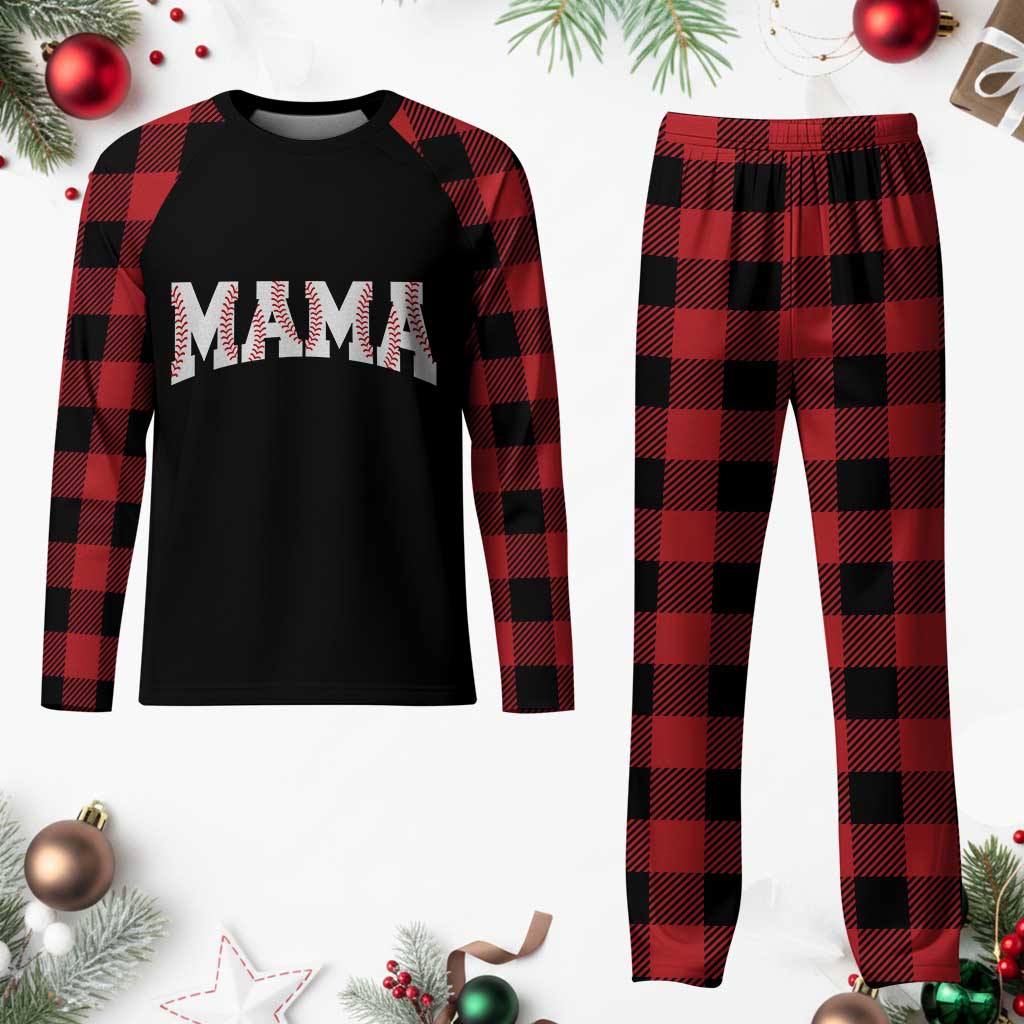 Baseball Mama Plaid Pajama Set Retro Varsity Baseball Season Mom Raising Ballers TS10 Buffalo Plaid Print Your Wear