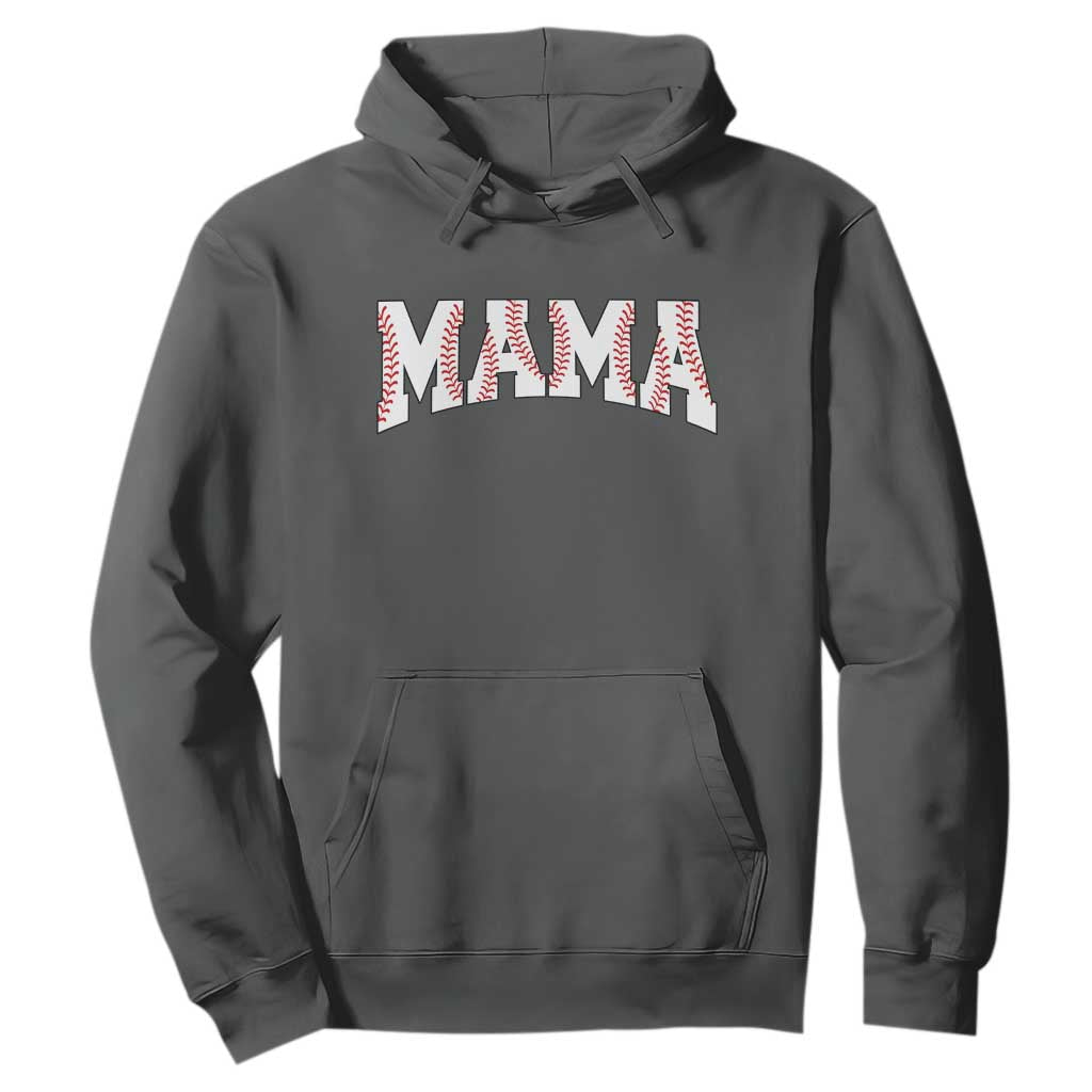 Baseball Mama Hoodie Retro Varsity Baseball Season Mom Raising Ballers TS10 Dark Heather Print Your Wear