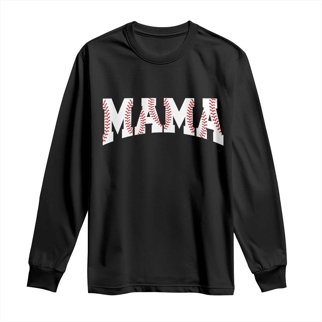 Baseball Mama Long Sleeve Shirt Retro Varsity Baseball Season Mom Raising Ballers TS10 Black Print Your Wear
