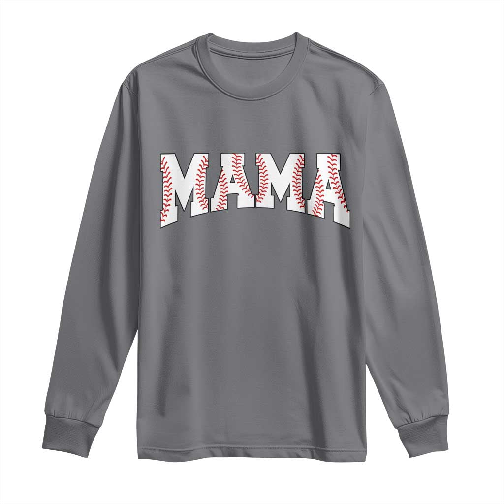Baseball Mama Long Sleeve Shirt Retro Varsity Baseball Season Mom Raising Ballers TS10 Charcoal Print Your Wear