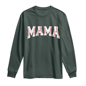 Baseball Mama Long Sleeve Shirt Retro Varsity Baseball Season Mom Raising Ballers TS10 Dark Forest Green Print Your Wear
