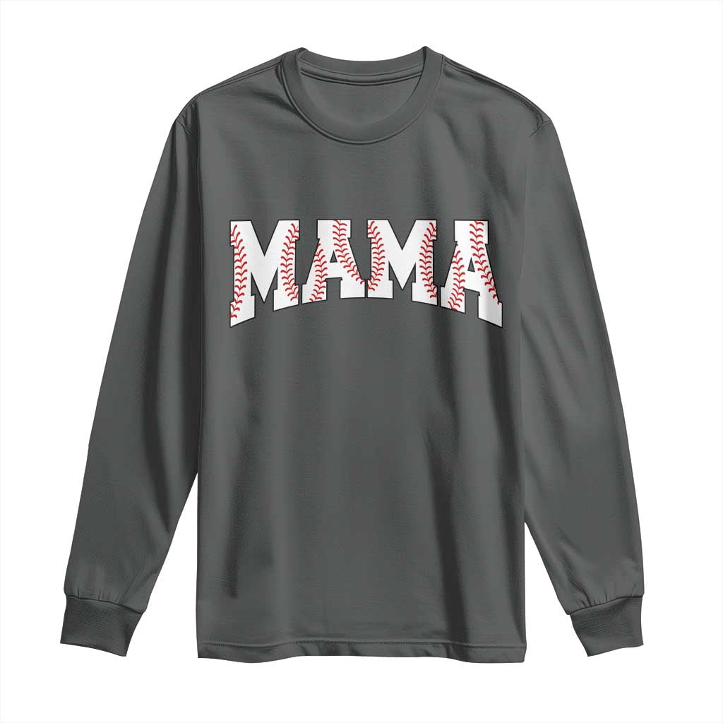 Baseball Mama Long Sleeve Shirt Retro Varsity Baseball Season Mom Raising Ballers TS10 Dark Heather Print Your Wear