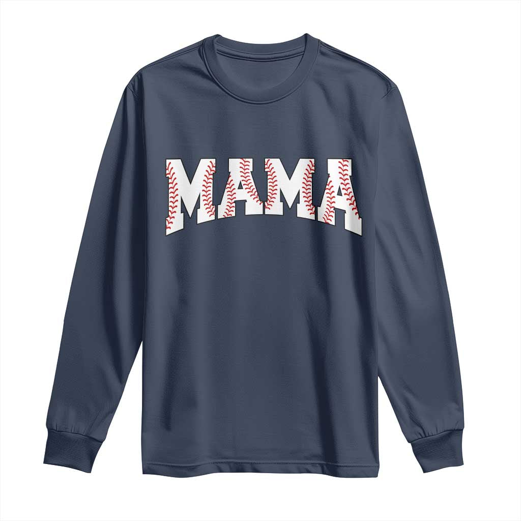 Baseball Mama Long Sleeve Shirt Retro Varsity Baseball Season Mom Raising Ballers TS10 Navy Print Your Wear