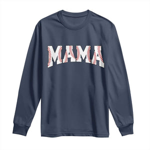 Baseball Mama Long Sleeve Shirt Retro Varsity Baseball Season Mom Raising Ballers TS10 Navy Print Your Wear