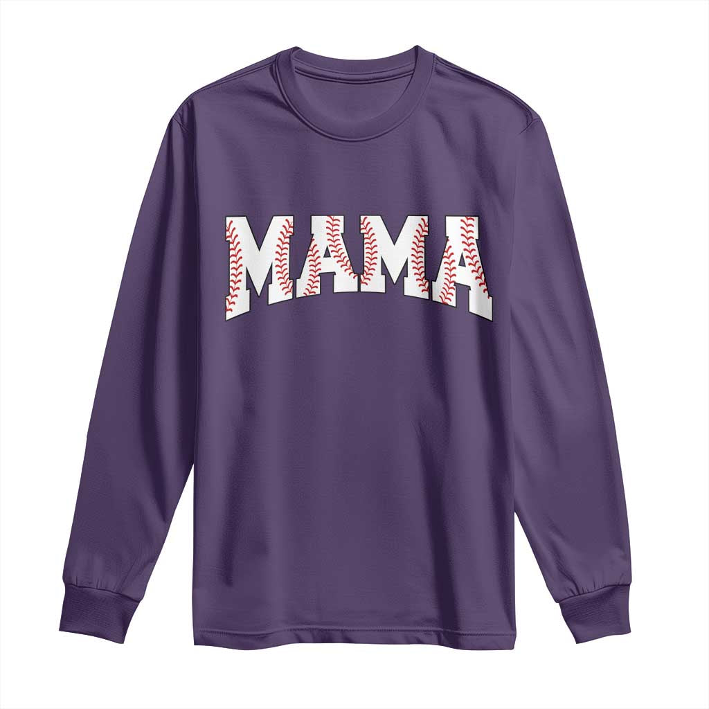 Baseball Mama Long Sleeve Shirt Retro Varsity Baseball Season Mom Raising Ballers TS10 Purple Print Your Wear
