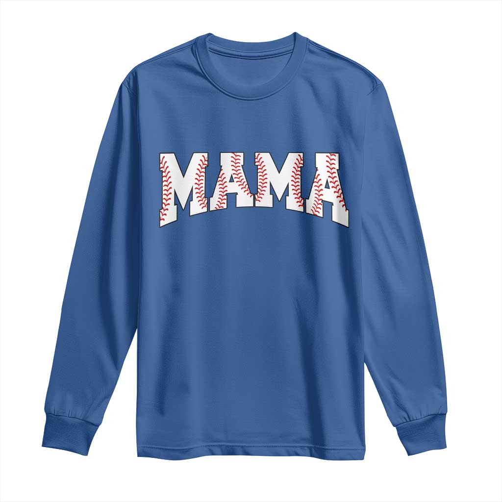 Baseball Mama Long Sleeve Shirt Retro Varsity Baseball Season Mom Raising Ballers TS10 Royal Blue Print Your Wear