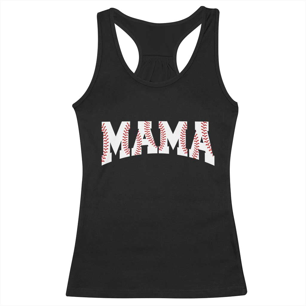 Baseball Mama Racerback Tank Top Retro Varsity Baseball Season Mom Raising Ballers TS10 Black Print Your Wear