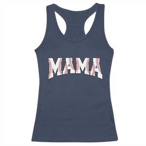 Baseball Mama Racerback Tank Top Retro Varsity Baseball Season Mom Raising Ballers TS10 Navy Print Your Wear