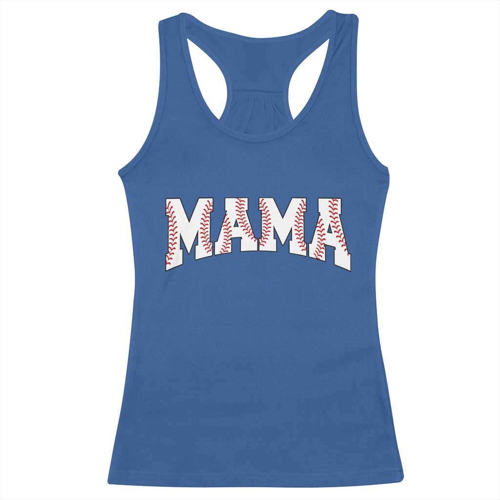 Baseball Mama Racerback Tank Top Retro Varsity Baseball Season Mom Raising Ballers TS10 Royal Blue Print Your Wear
