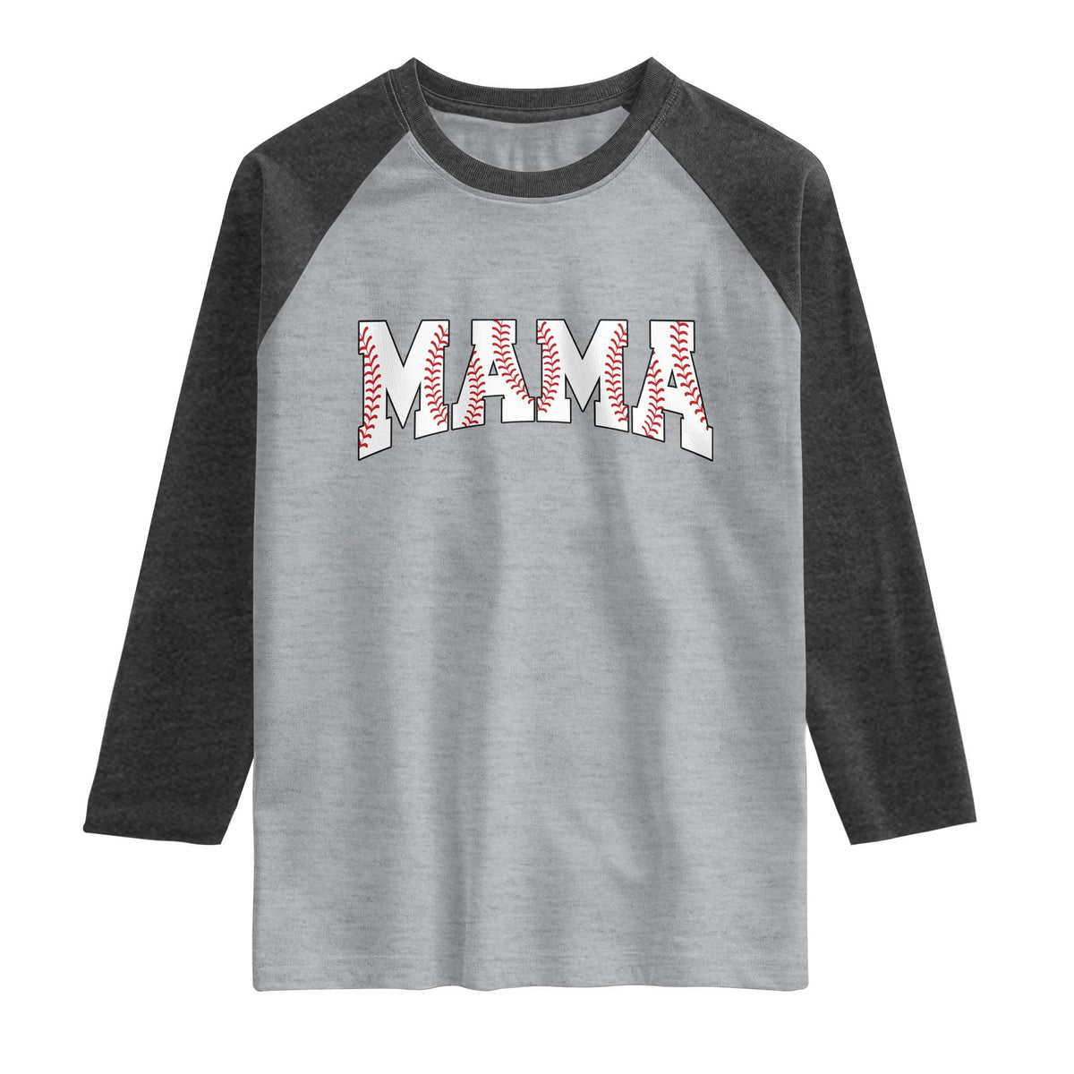 Baseball Mama Raglan Shirt Retro Varsity Baseball Season Mom Raising Ballers TS10 Heather Gray Heather Charcoal Print Your Wear