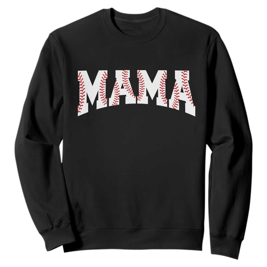 Baseball Mama Sweatshirt Retro Varsity Baseball Season Mom Raising Ballers TS10 Black Print Your Wear