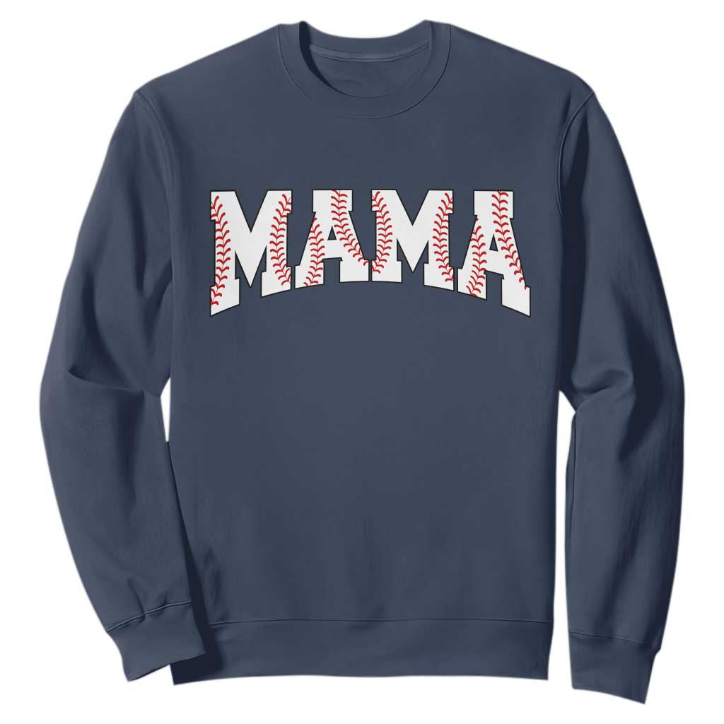 Baseball Mama Sweatshirt Retro Varsity Baseball Season Mom Raising Ballers TS10 Navy Print Your Wear