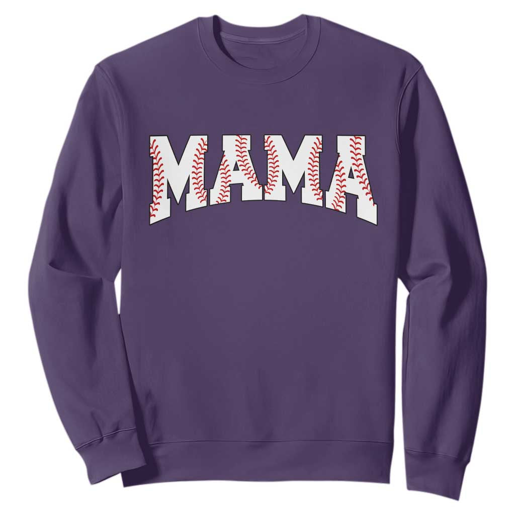 Baseball Mama Sweatshirt Retro Varsity Baseball Season Mom Raising Ballers TS10 Purple Print Your Wear