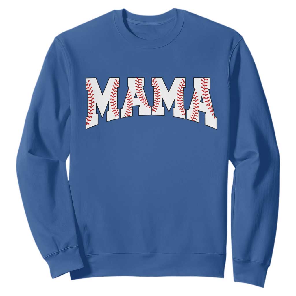 Baseball Mama Sweatshirt Retro Varsity Baseball Season Mom Raising Ballers TS10 Royal Blue Print Your Wear