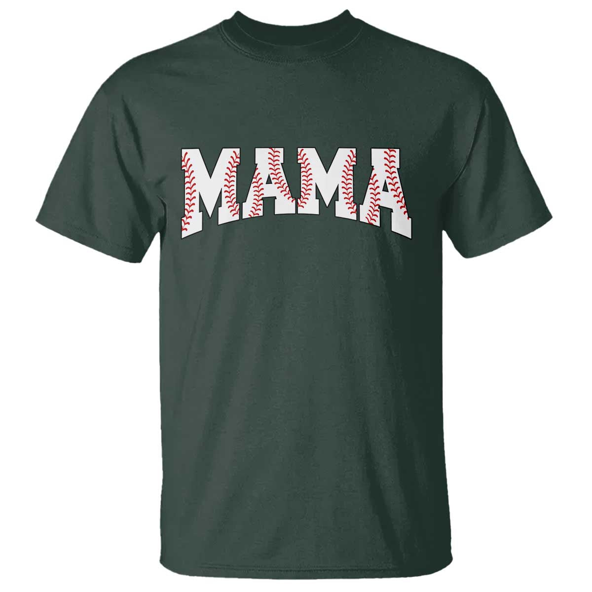 Baseball Mama T Shirt Retro Varsity Baseball Season Mom Raising Ballers TS10 Dark Forest Green Print Your Wear