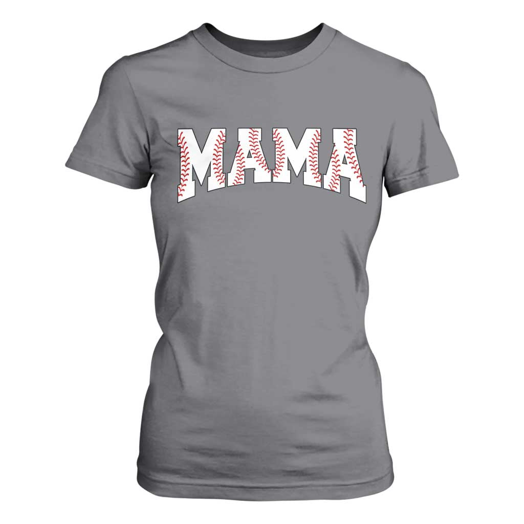 Baseball Mama T Shirt For Women Retro Varsity Baseball Season Mom Raising Ballers TS10 Charcoal Print Your Wear