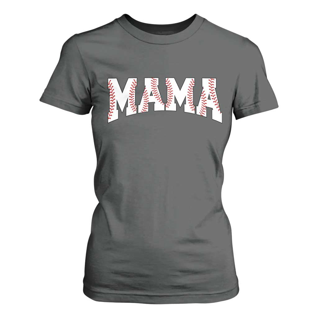 Baseball Mama T Shirt For Women Retro Varsity Baseball Season Mom Raising Ballers TS10 Dark Heather Print Your Wear