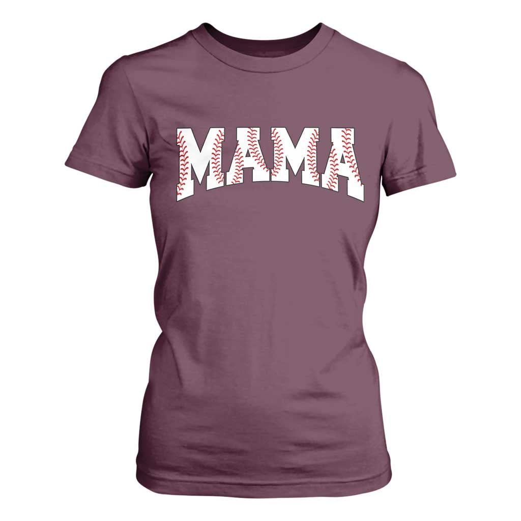 Baseball Mama T Shirt For Women Retro Varsity Baseball Season Mom Raising Ballers TS10 Maroon Print Your Wear