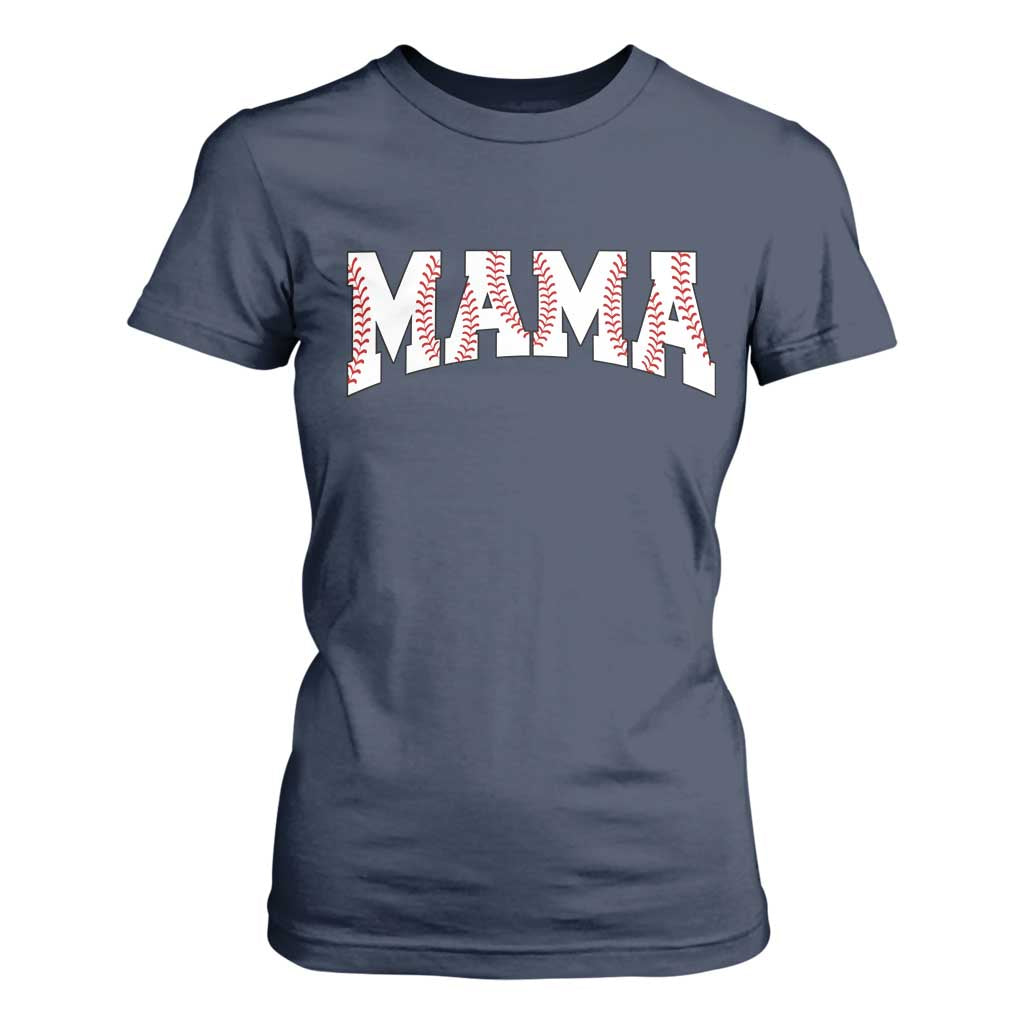 Baseball Mama T Shirt For Women Retro Varsity Baseball Season Mom Raising Ballers TS10 Navy Print Your Wear